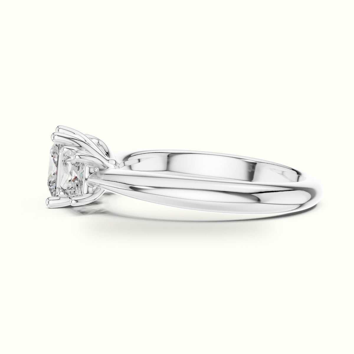 Princess Three-Stone Lab-Grown Diamond Ring — White gold, view 3 | Crystal N Cuts