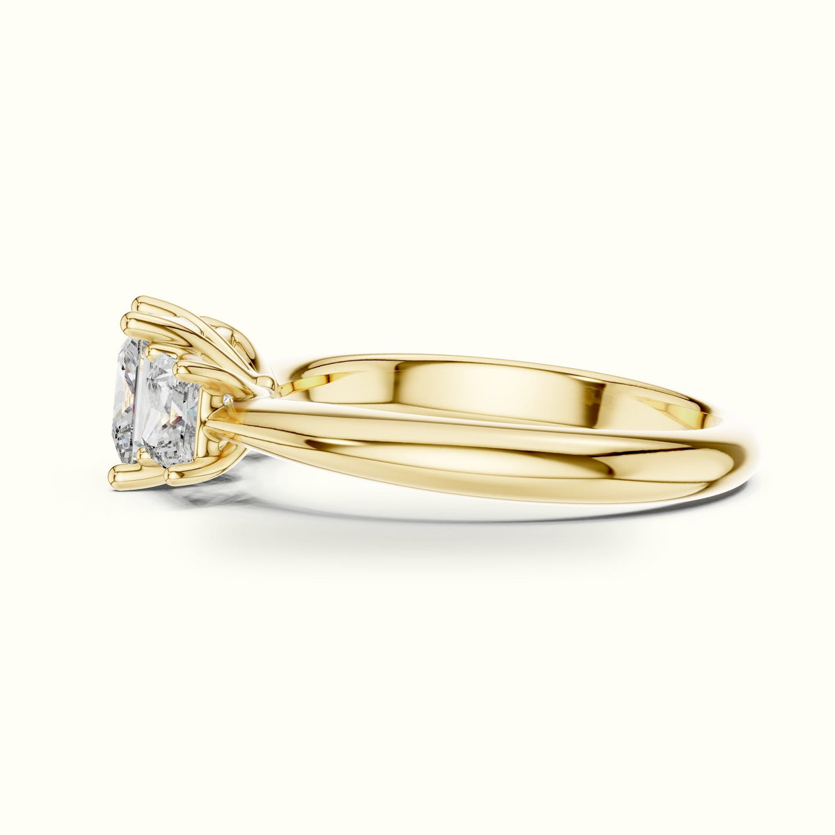 Princess Three-Stone Lab-Grown Diamond Ring — Yellow gold, view 3 | Crystal N Cuts