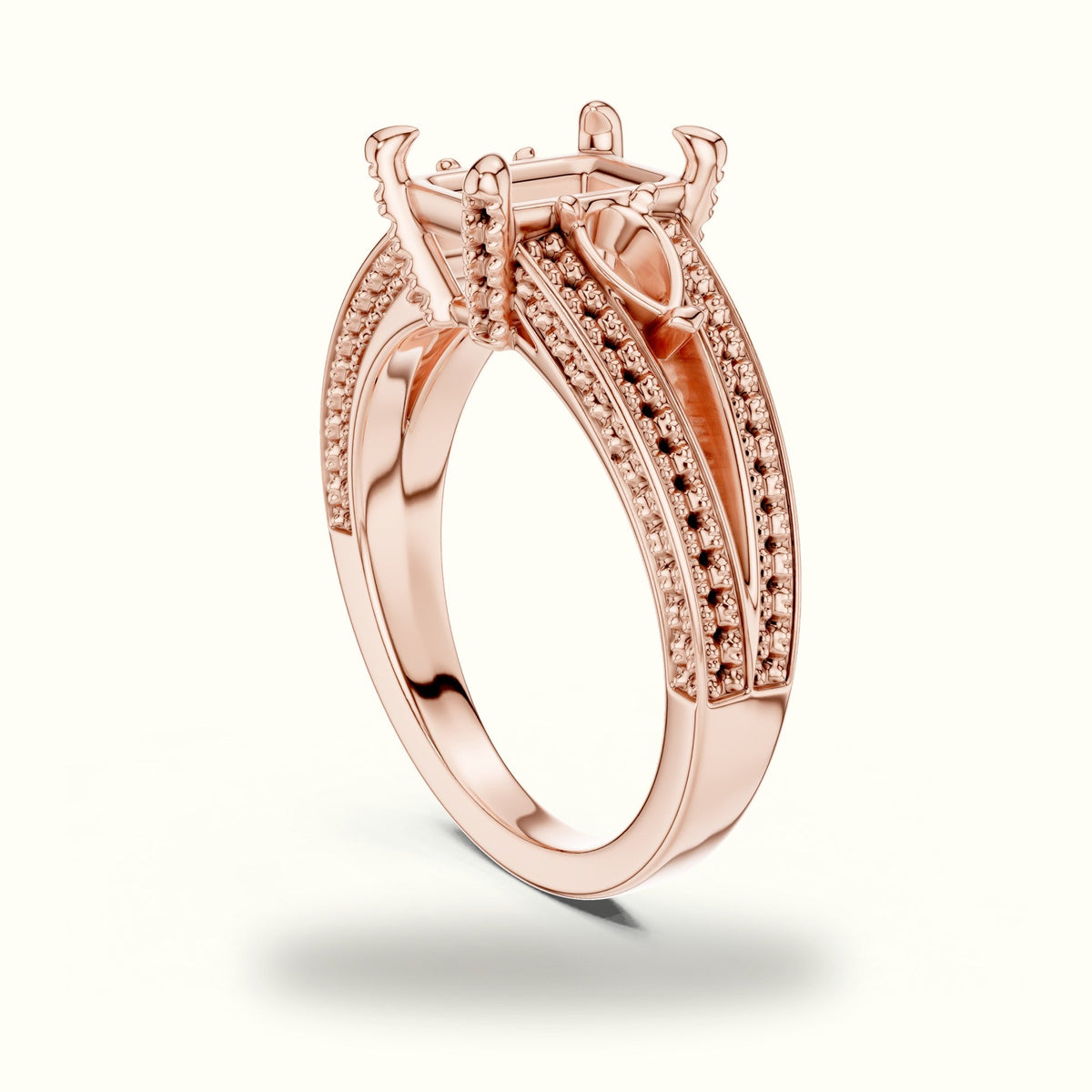 Radiant Vintage Style Lab-Grown Diamond Ring — Rose gold, view 1 | Crystal N Cuts