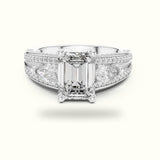 Emerald Vintage Style Lab-Grown Diamond Ring