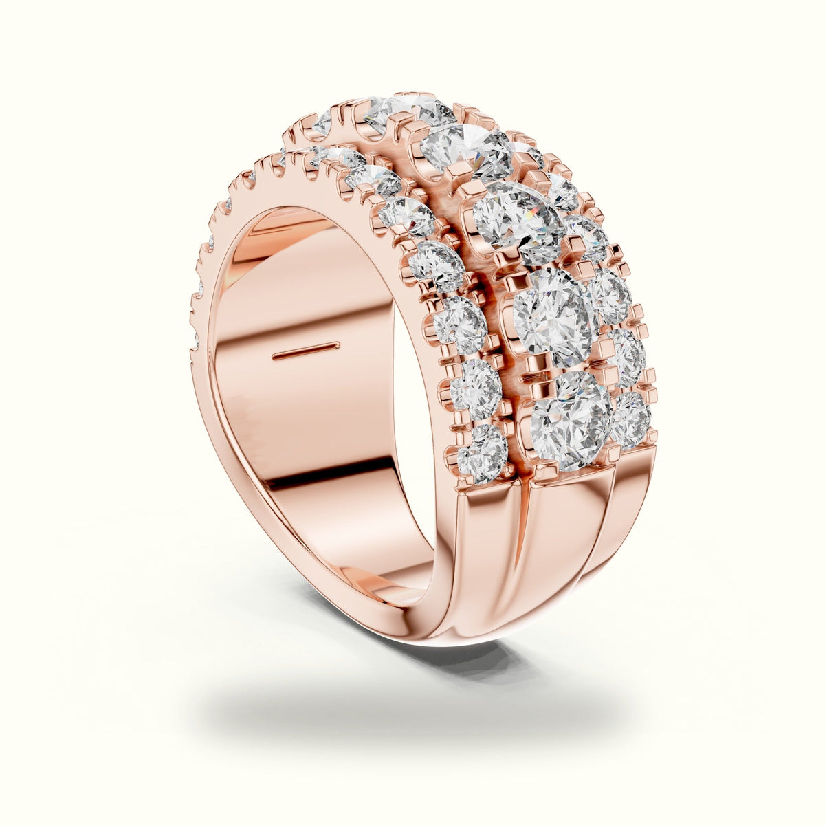 Round Multi-Row Lab-Grown Diamond Ring — Rose gold, view 1 | Crystal N Cuts
