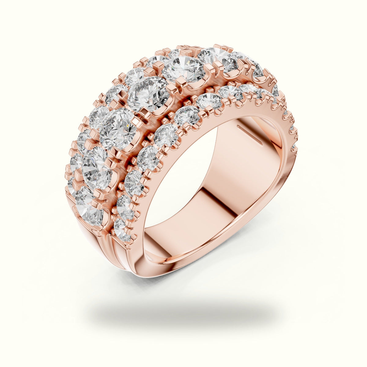 Round Multi-Row Lab-Grown Diamond Ring — Rose gold, view 2 | Crystal N Cuts