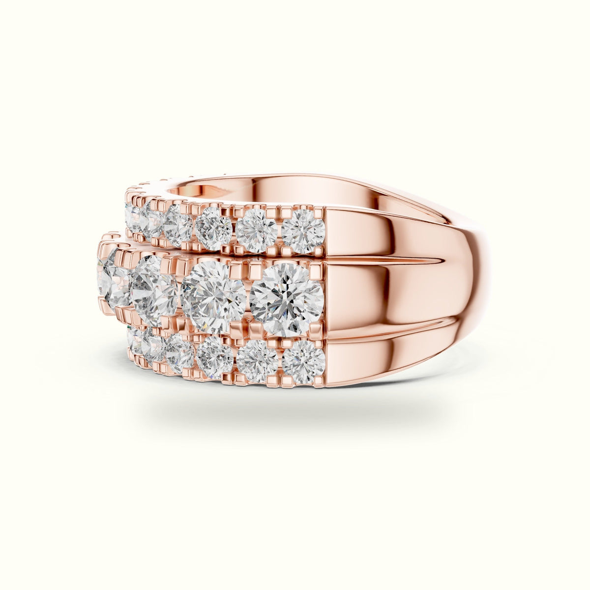 Round Multi-Row Lab-Grown Diamond Ring — Rose gold, view 3 | Crystal N Cuts