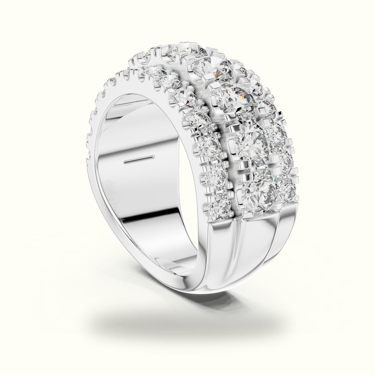 Round Multi-Row Lab-Grown Diamond Ring — White gold, view 1 | Crystal N Cuts