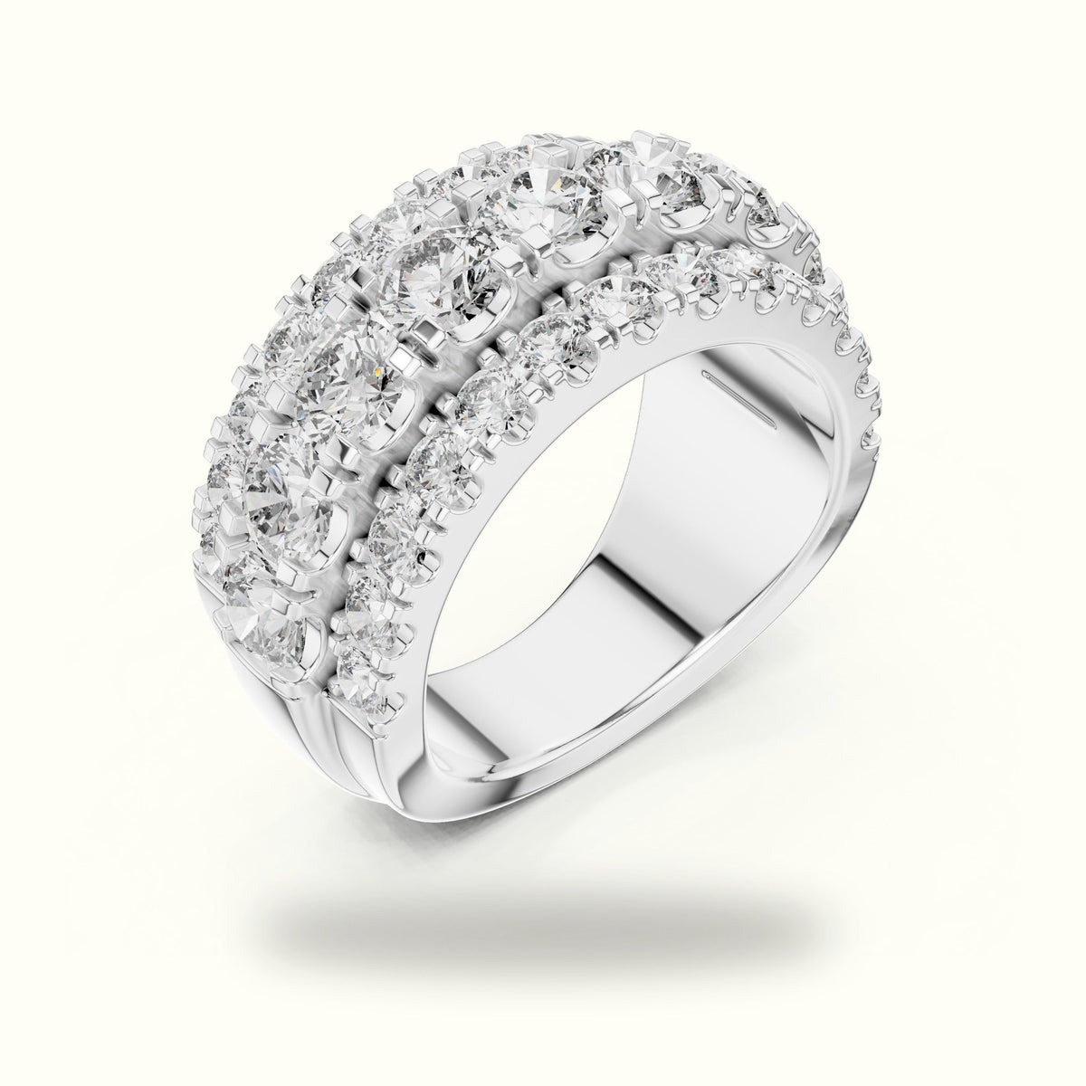 Round Multi-Row Lab-Grown Diamond Ring — White gold, view 2 | Crystal N Cuts