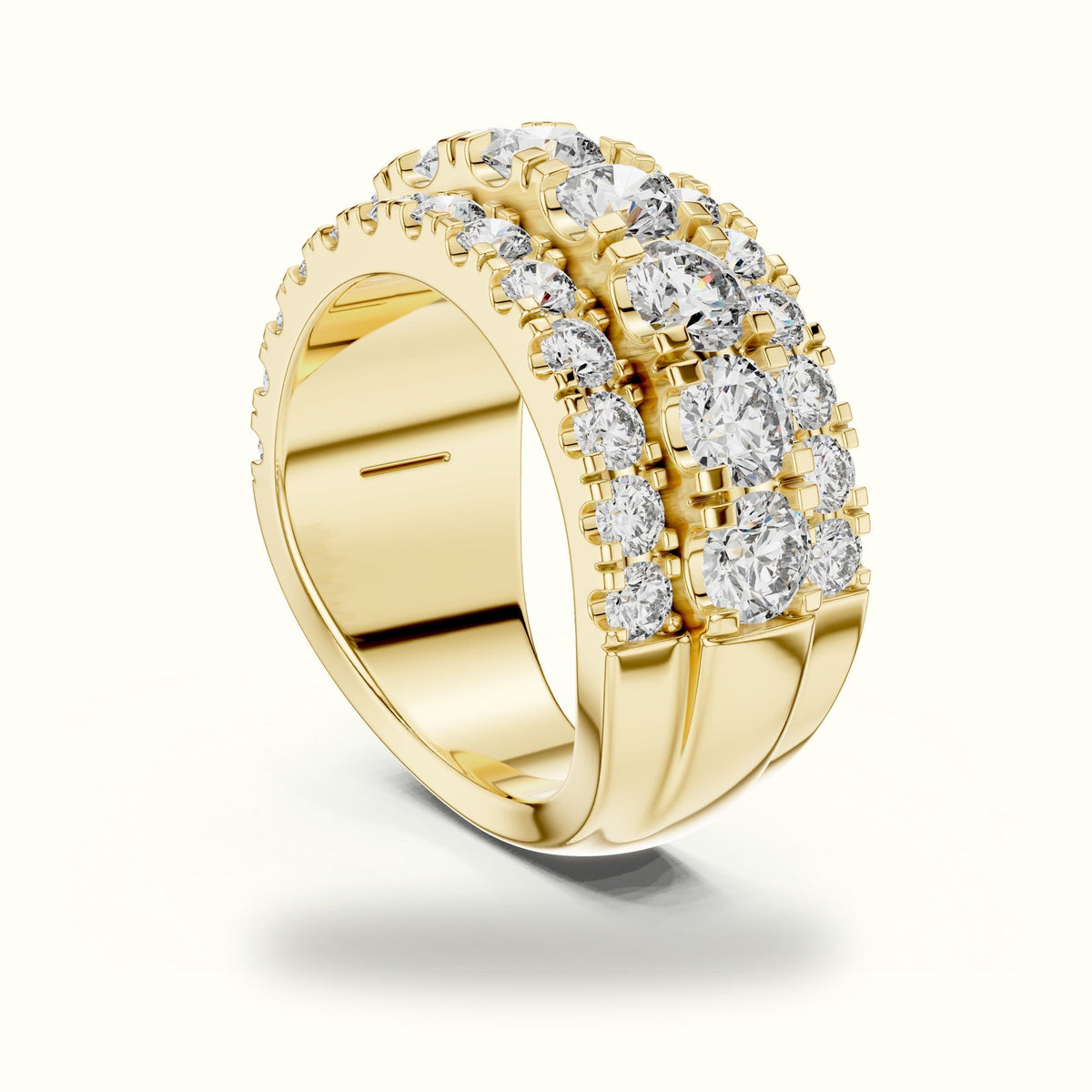 Round Multi-Row Lab-Grown Diamond Ring — Yellow gold, view 1 | Crystal N Cuts