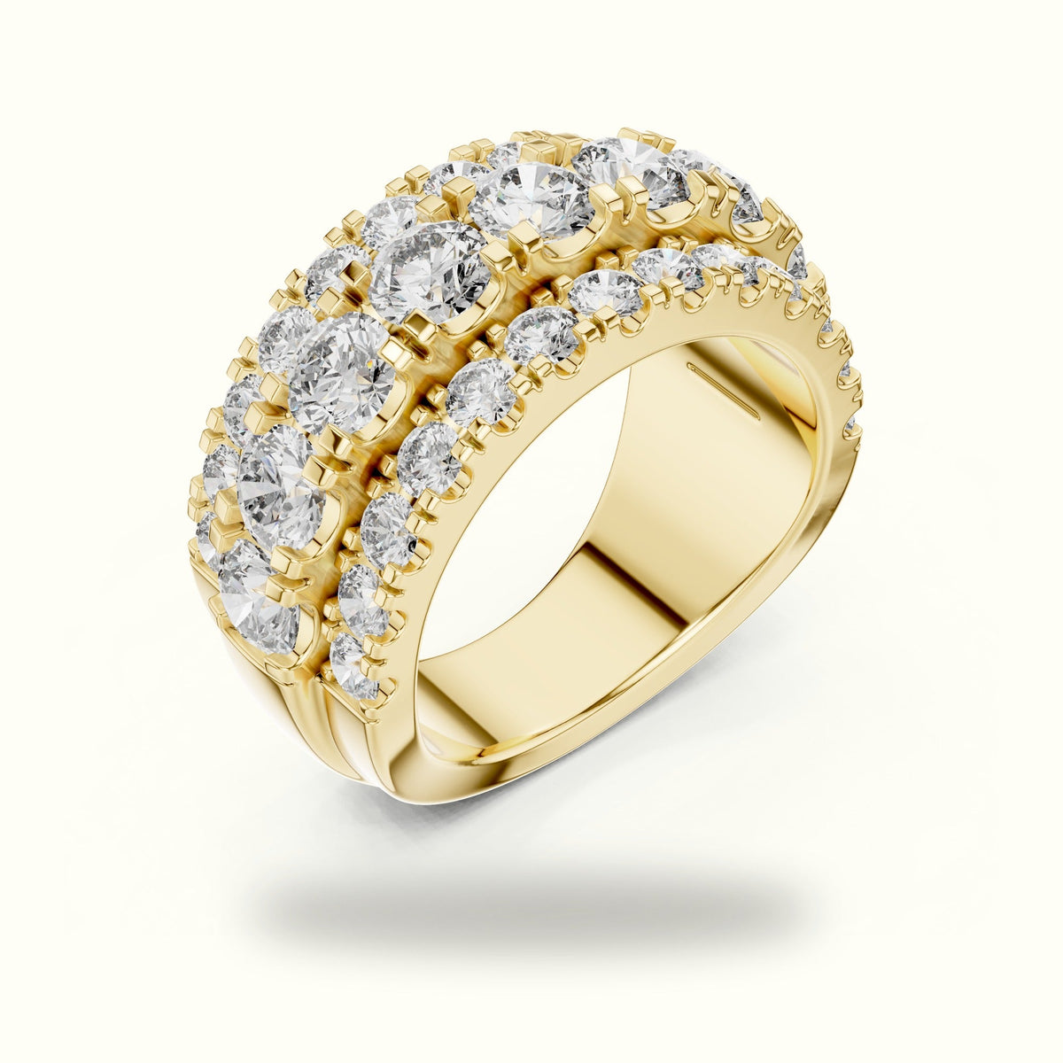Round Multi-Row Lab-Grown Diamond Ring — Yellow gold, view 2 | Crystal N Cuts