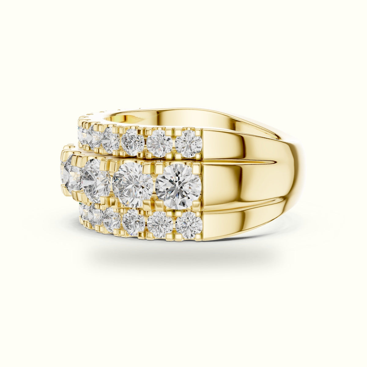 Round Multi-Row Lab-Grown Diamond Ring — Yellow gold, view 3 | Crystal N Cuts