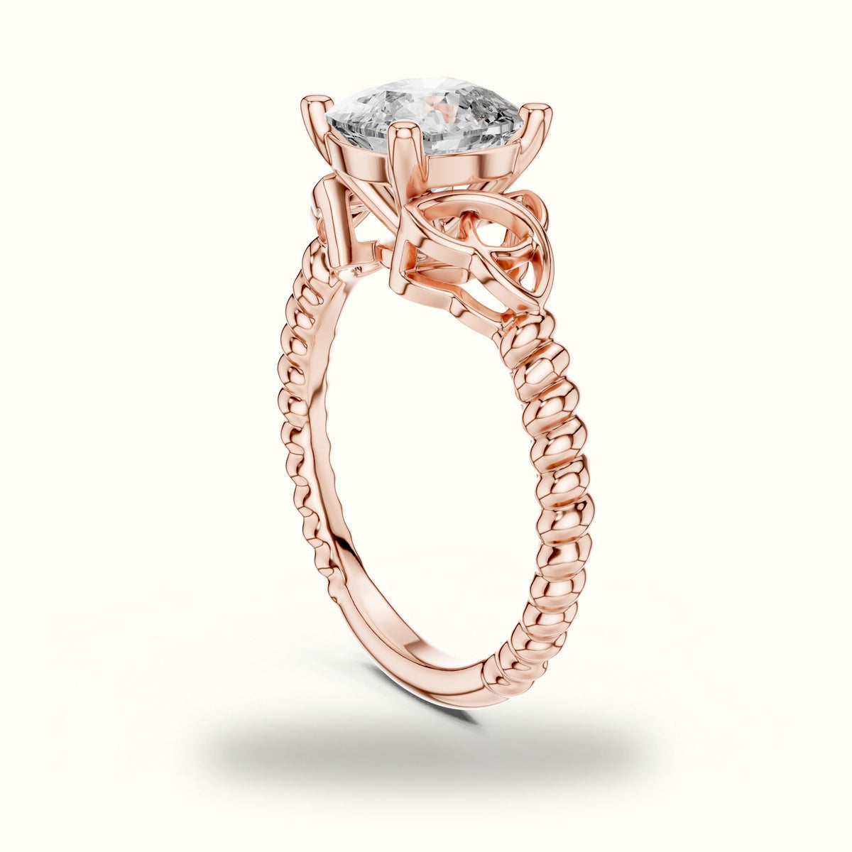 Cushion Cut Vintage Solitaire Lab-Grown Diamond Engagement Ring — Rose gold, view 1 | Crystal N Cuts