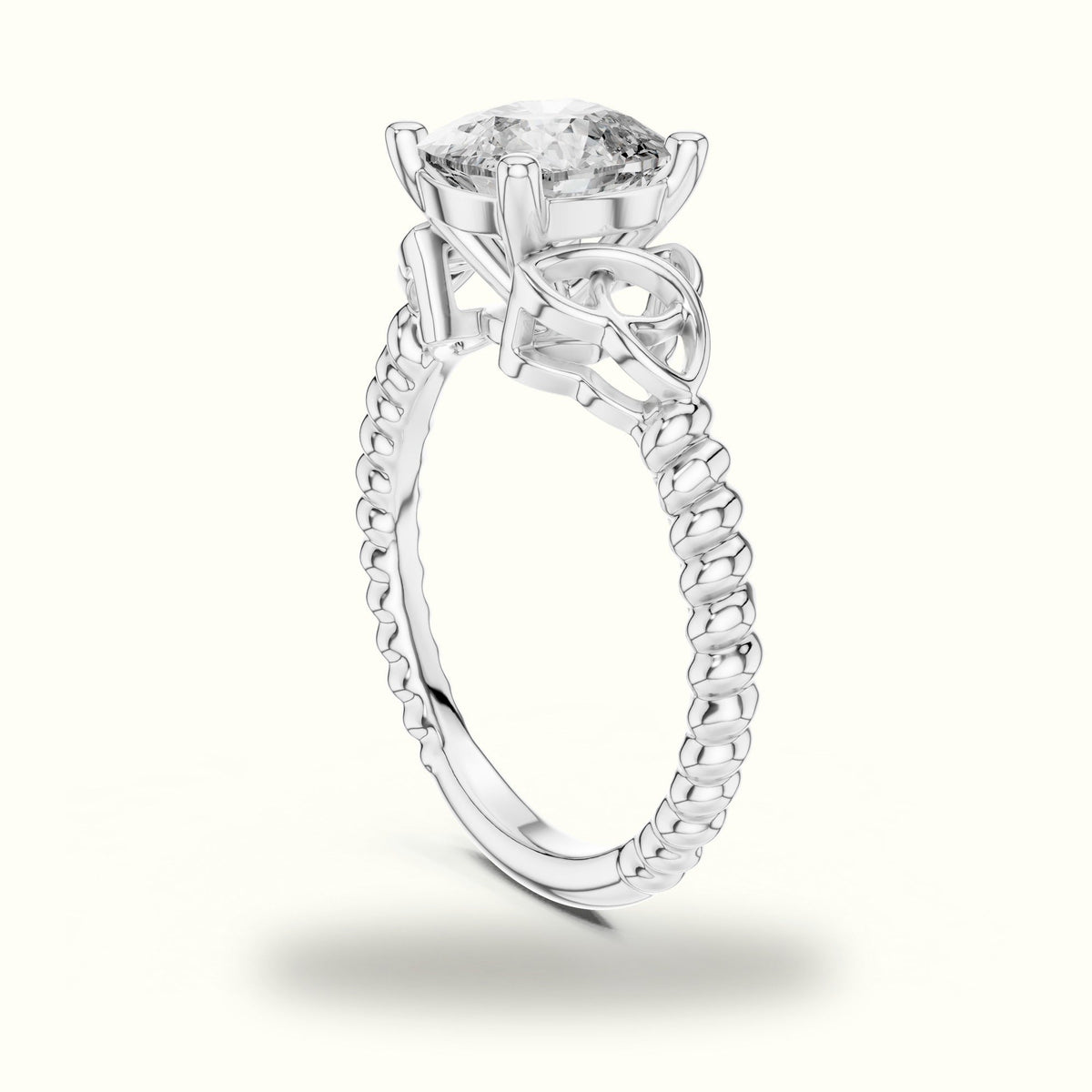 Cushion Cut Vintage Solitaire Lab-Grown Diamond Engagement Ring — White gold, view 1 | Crystal N Cuts