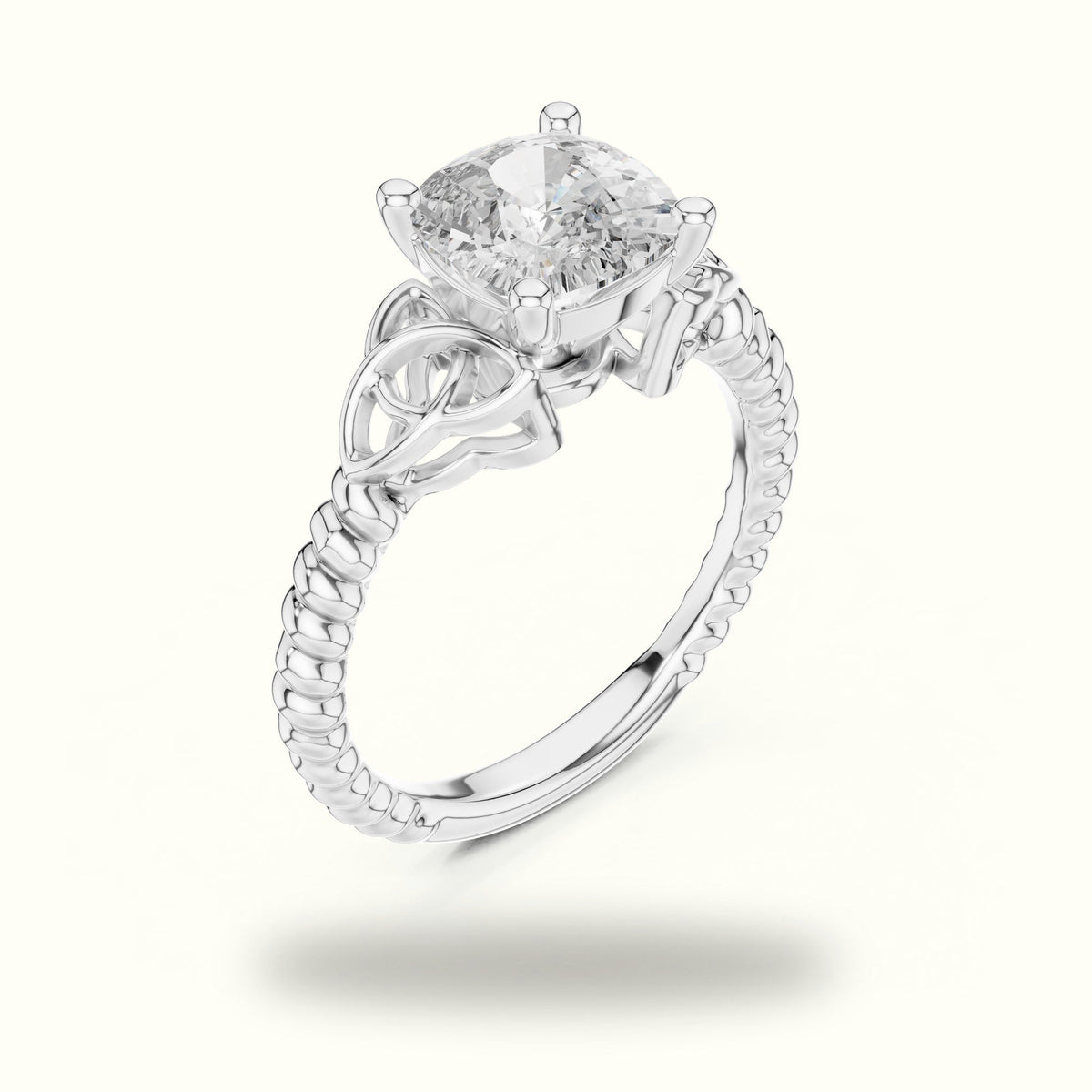 Cushion Cut Vintage Solitaire Lab-Grown Diamond Engagement Ring — White gold, view 2 | Crystal N Cuts