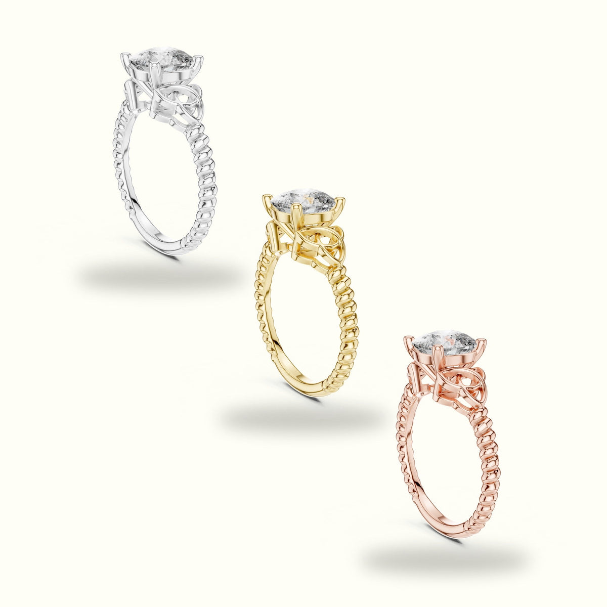Cushion Cut Vintage Solitaire Lab-Grown Diamond Engagement Ring — Rose gold, in yellow, white and rose gold | Crystal N Cuts