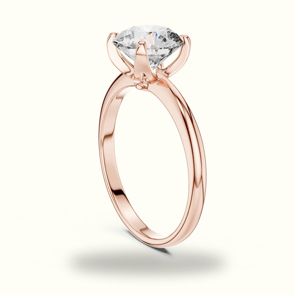 Four-Prong Round Peg Head Lab-Grown Diamond Solitaire Ring — Rose gold, view 1 | Crystal N Cuts