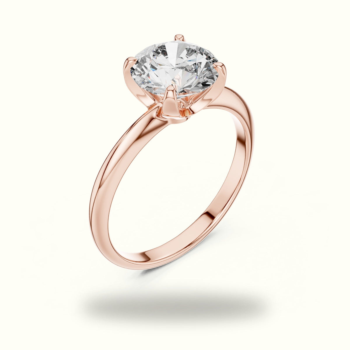 Four-Prong Round Peg Head Lab-Grown Diamond Solitaire Ring — Rose gold, view 2 | Crystal N Cuts