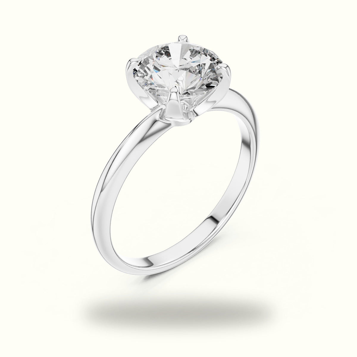 Four-Prong Round Peg Head Lab-Grown Diamond Solitaire Ring — White gold, view 2 | Crystal N Cuts