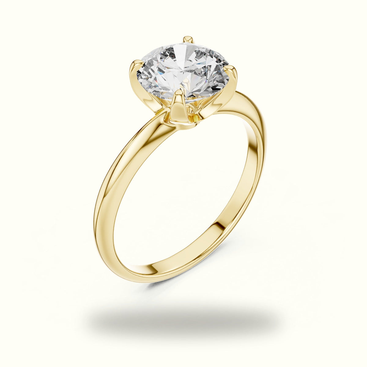 Four-Prong Round Peg Head Lab-Grown Diamond Solitaire Ring — Yellow gold, view 2 | Crystal N Cuts