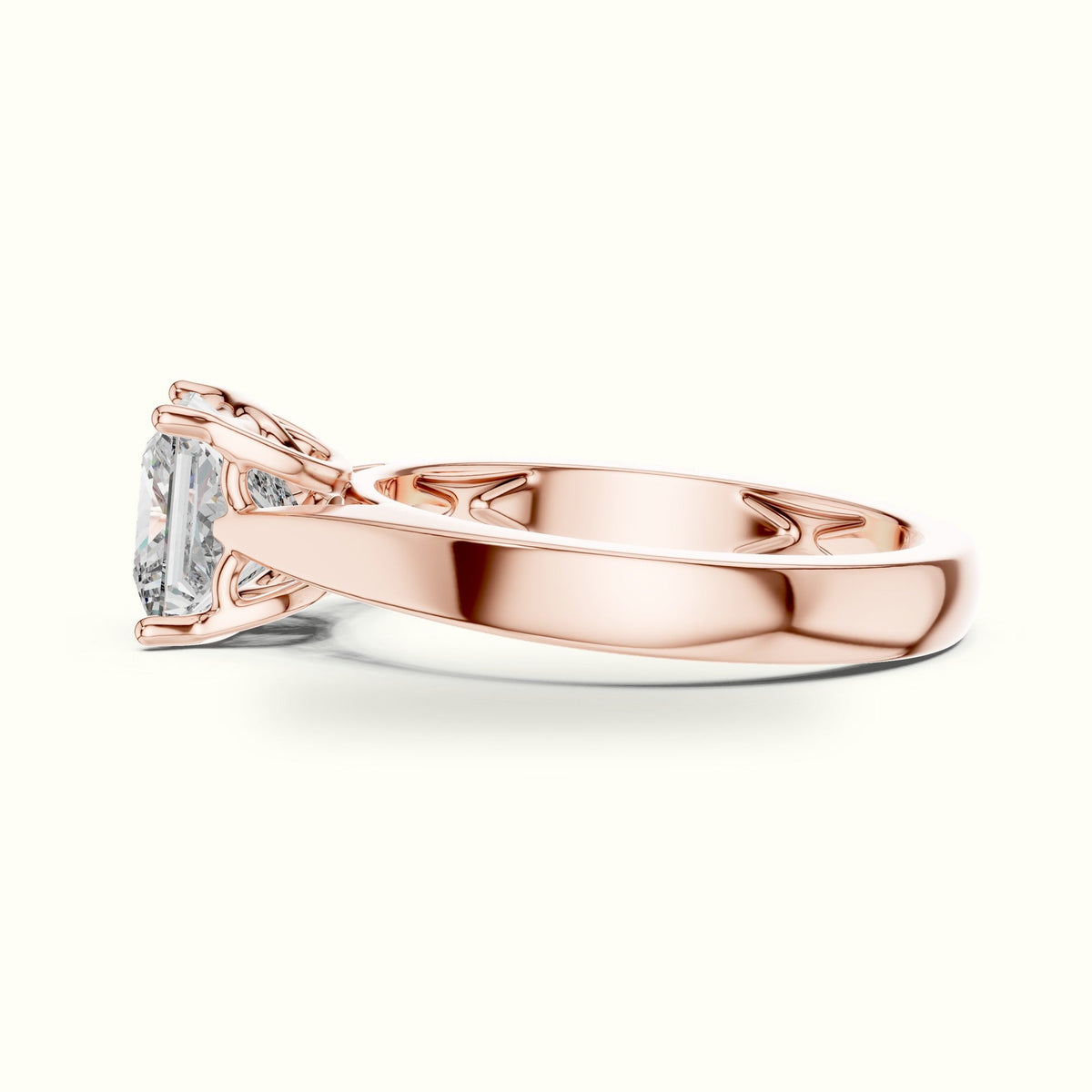Princess Cathedral Solitaire Lab-Grown Diamond Ring — Rose gold, view 3 | Crystal N Cuts
