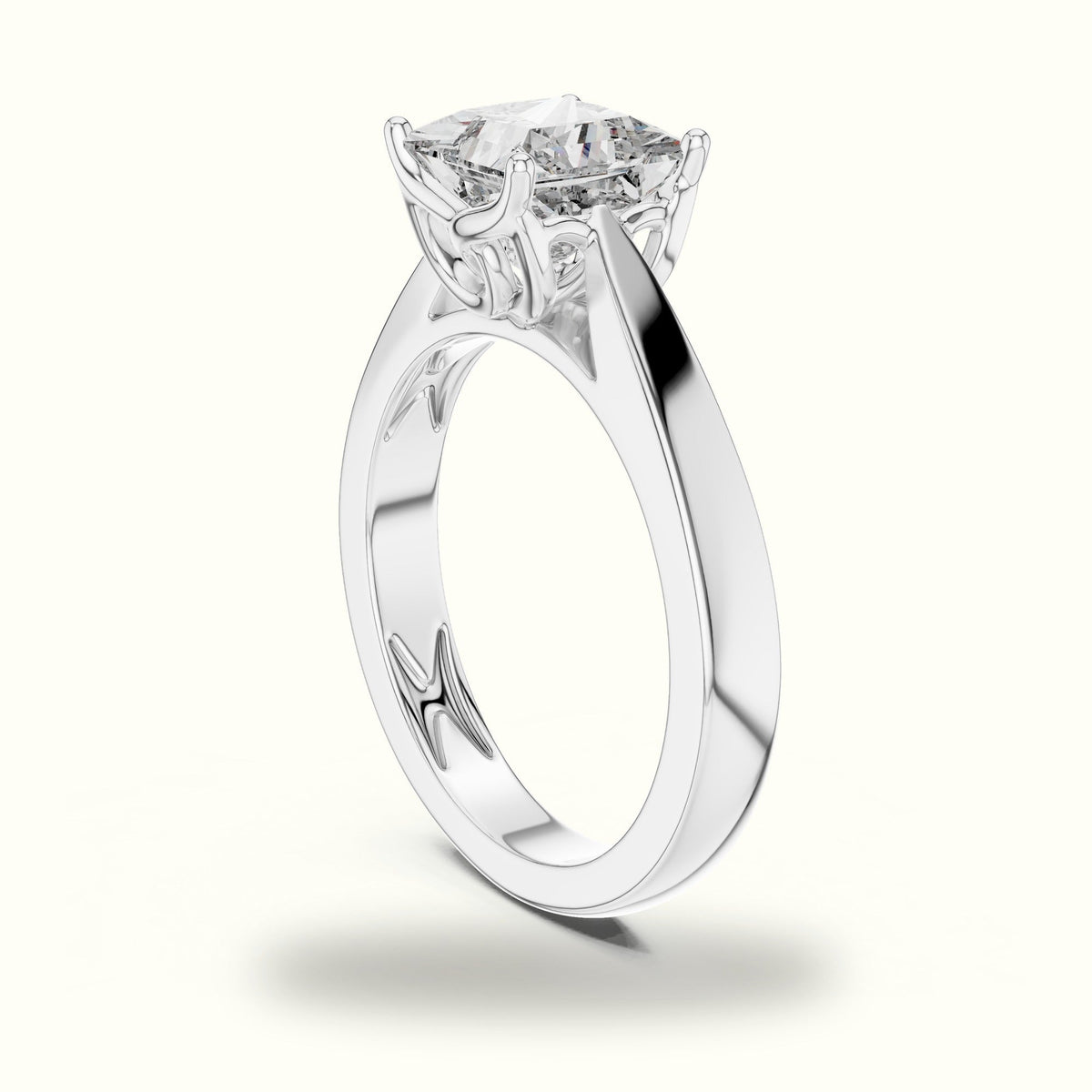 Princess Cathedral Solitaire Lab-Grown Diamond Ring — White gold, view 1 | Crystal N Cuts