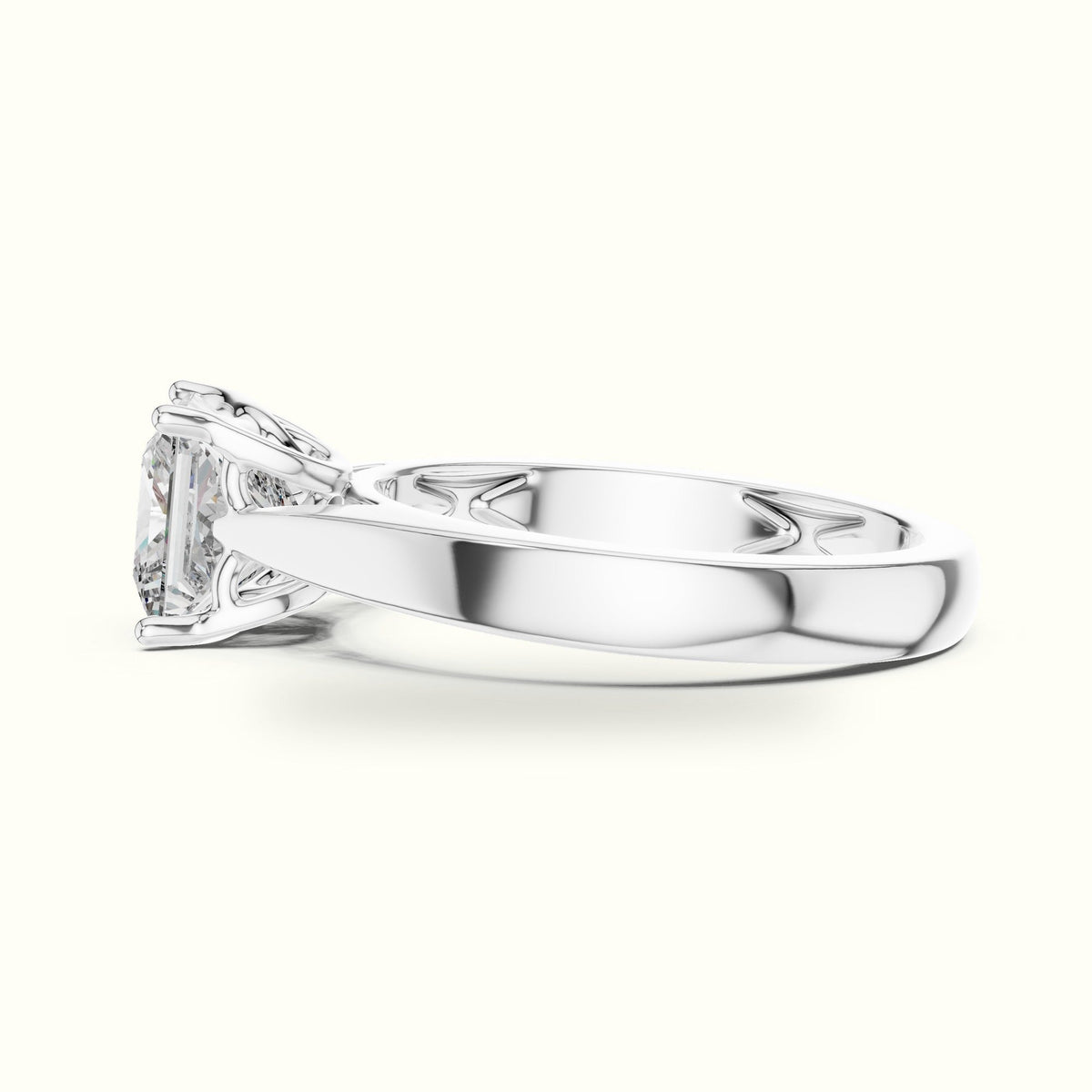 Princess Cathedral Solitaire Lab-Grown Diamond Ring — White gold, view 3 | Crystal N Cuts