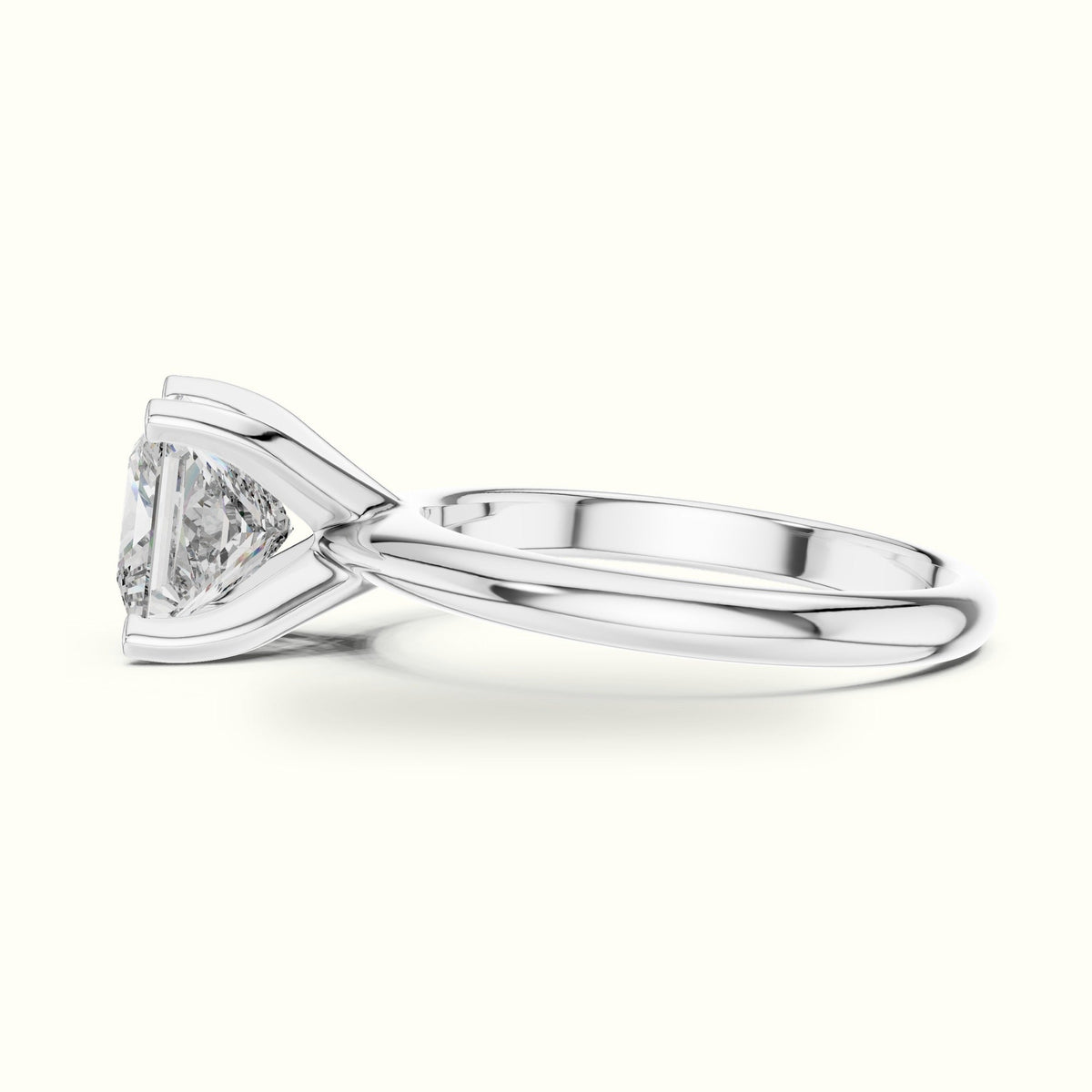 Four-Prong Princess Peg Head Lab-Grown Diamond Solitaire Ring — White gold, view 3 | Crystal N Cuts