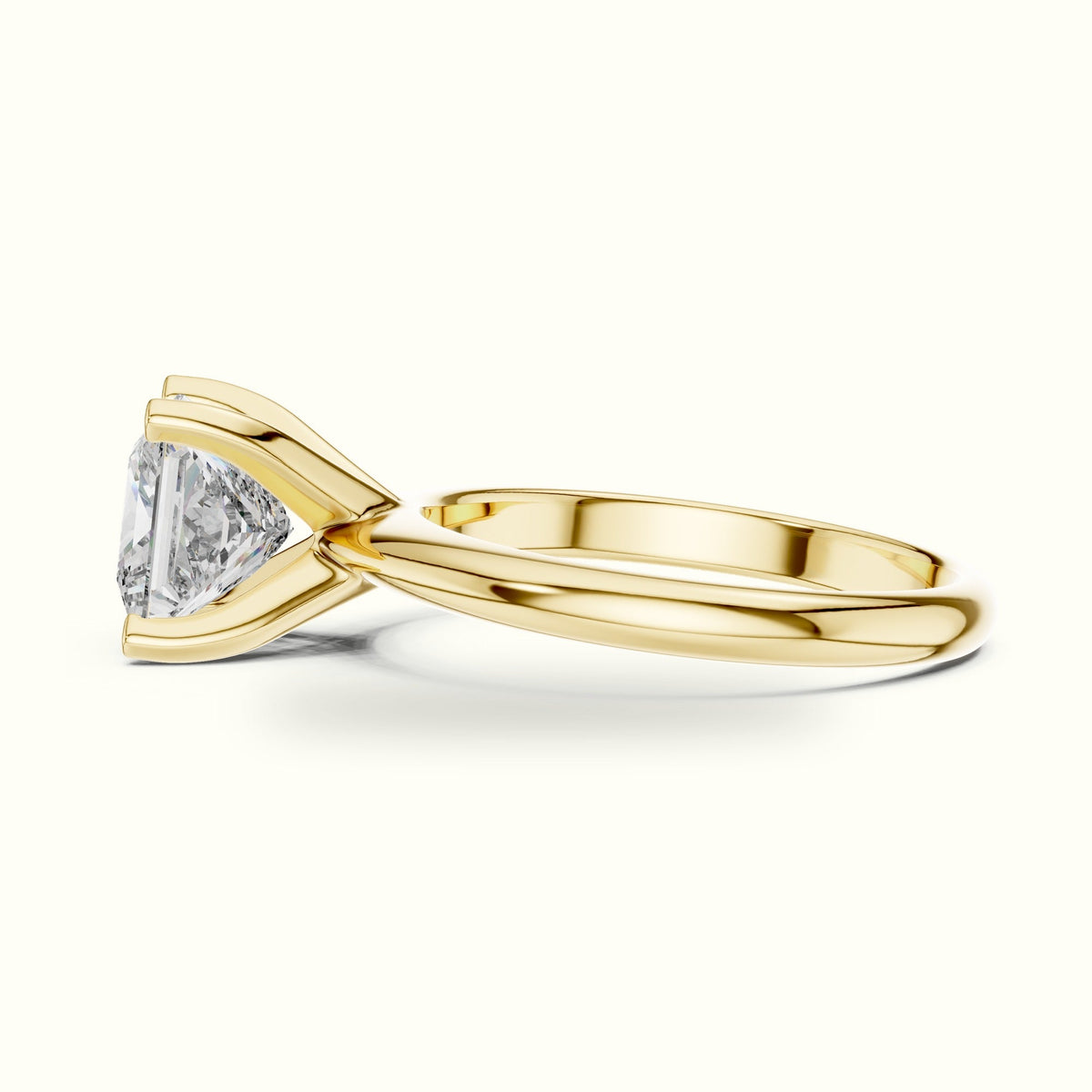 Four-Prong Princess Peg Head Lab-Grown Diamond Solitaire Ring — Yellow gold, view 3 | Crystal N Cuts