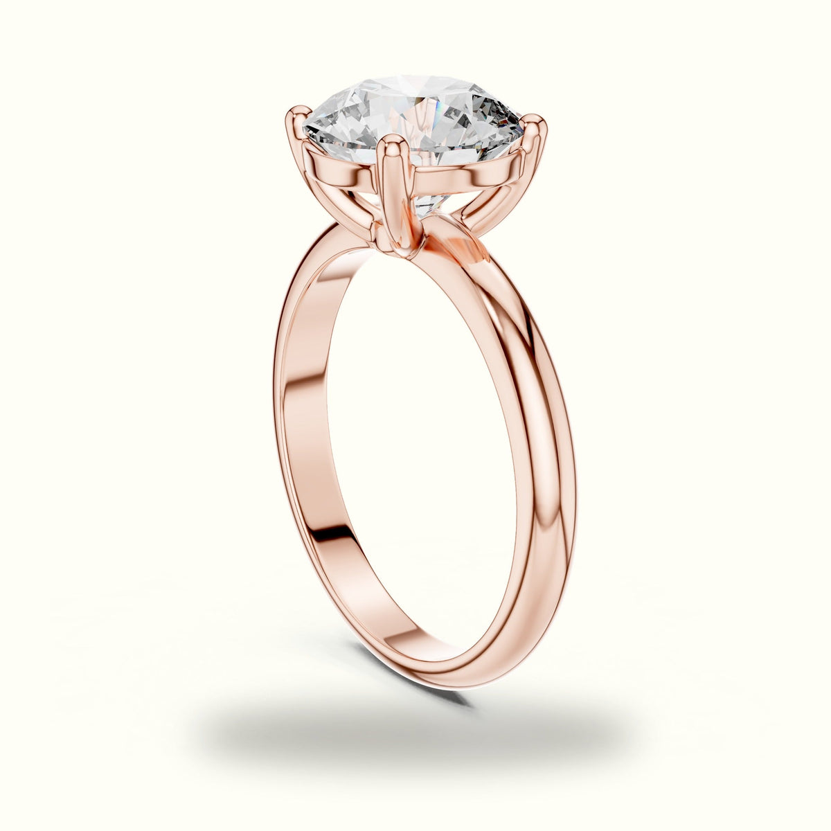 Four-Prong Round Solitaire Lab-Grown Diamond Ring — Rose gold, view 1 | Crystal N Cuts