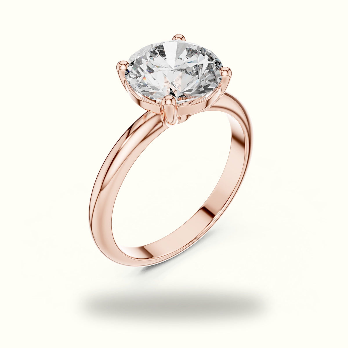 Four-Prong Round Solitaire Lab-Grown Diamond Ring — Rose gold, view 2 | Crystal N Cuts