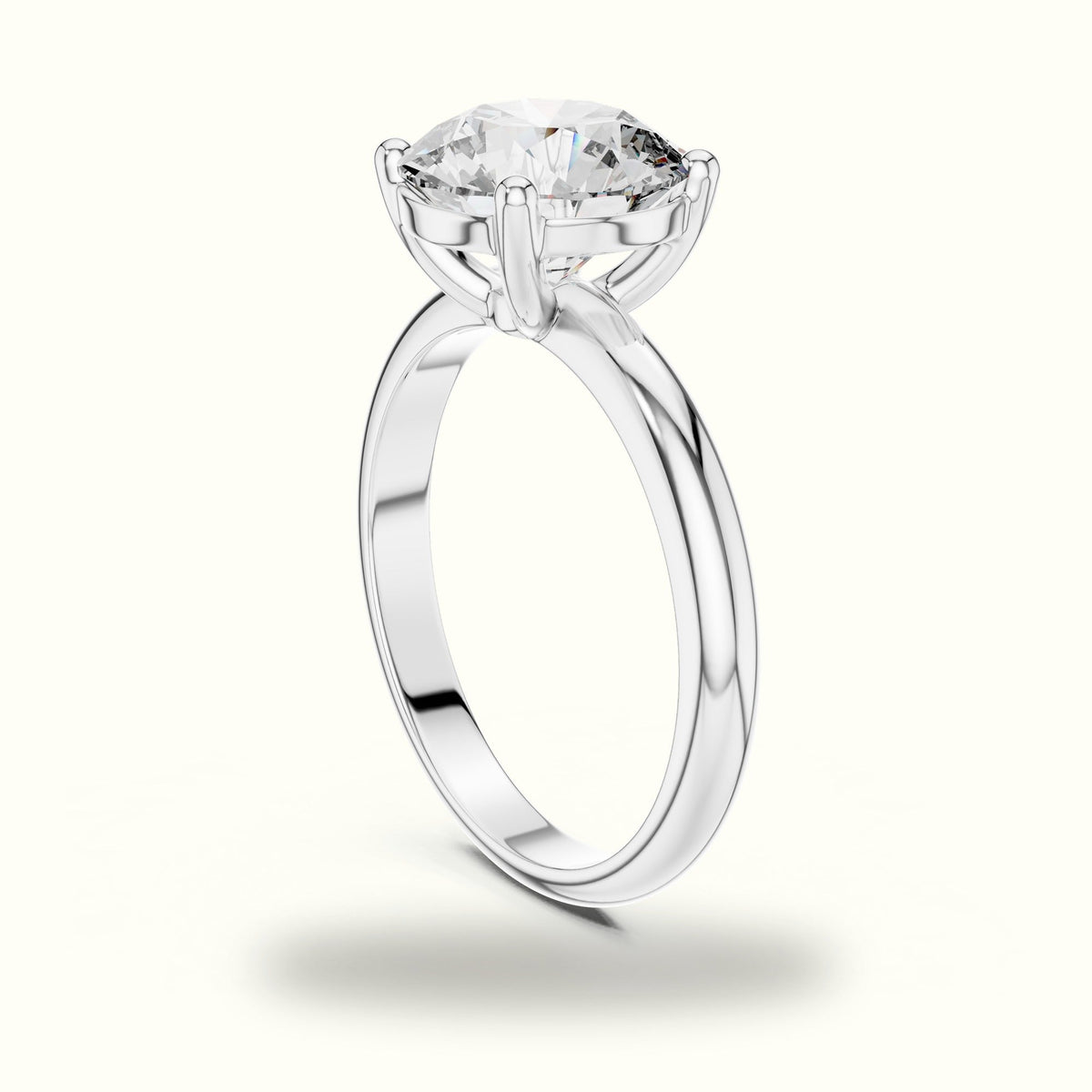 Four-Prong Round Solitaire Lab-Grown Diamond Ring — White gold, view 1 | Crystal N Cuts