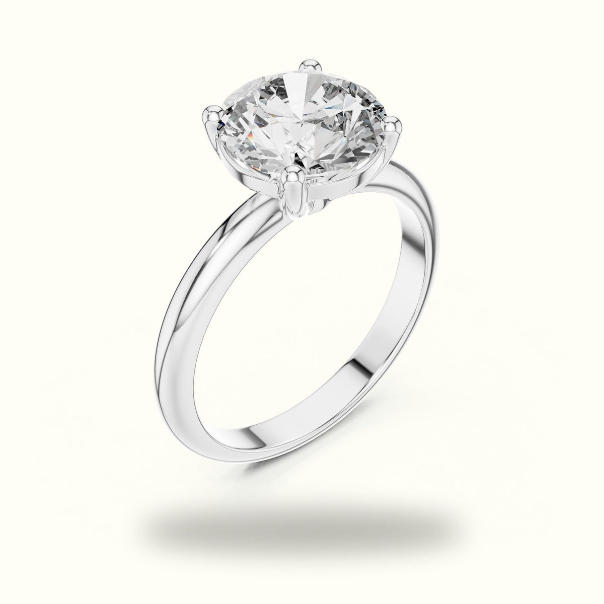 Four-Prong Round Solitaire Lab-Grown Diamond Ring — White gold, view 2 | Crystal N Cuts