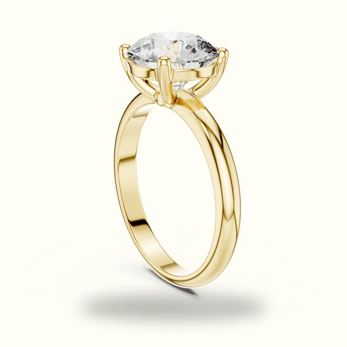 Four-Prong Round Solitaire Lab-Grown Diamond Ring — Yellow gold, view 1 | Crystal N Cuts
