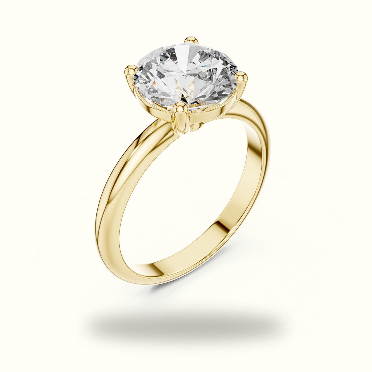 Four-Prong Round Solitaire Lab-Grown Diamond Ring — Yellow gold, view 2 | Crystal N Cuts