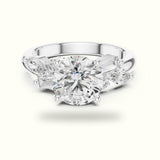 Round Basket Lab-Grown Diamond Solitaire Ring with Cluster Accents