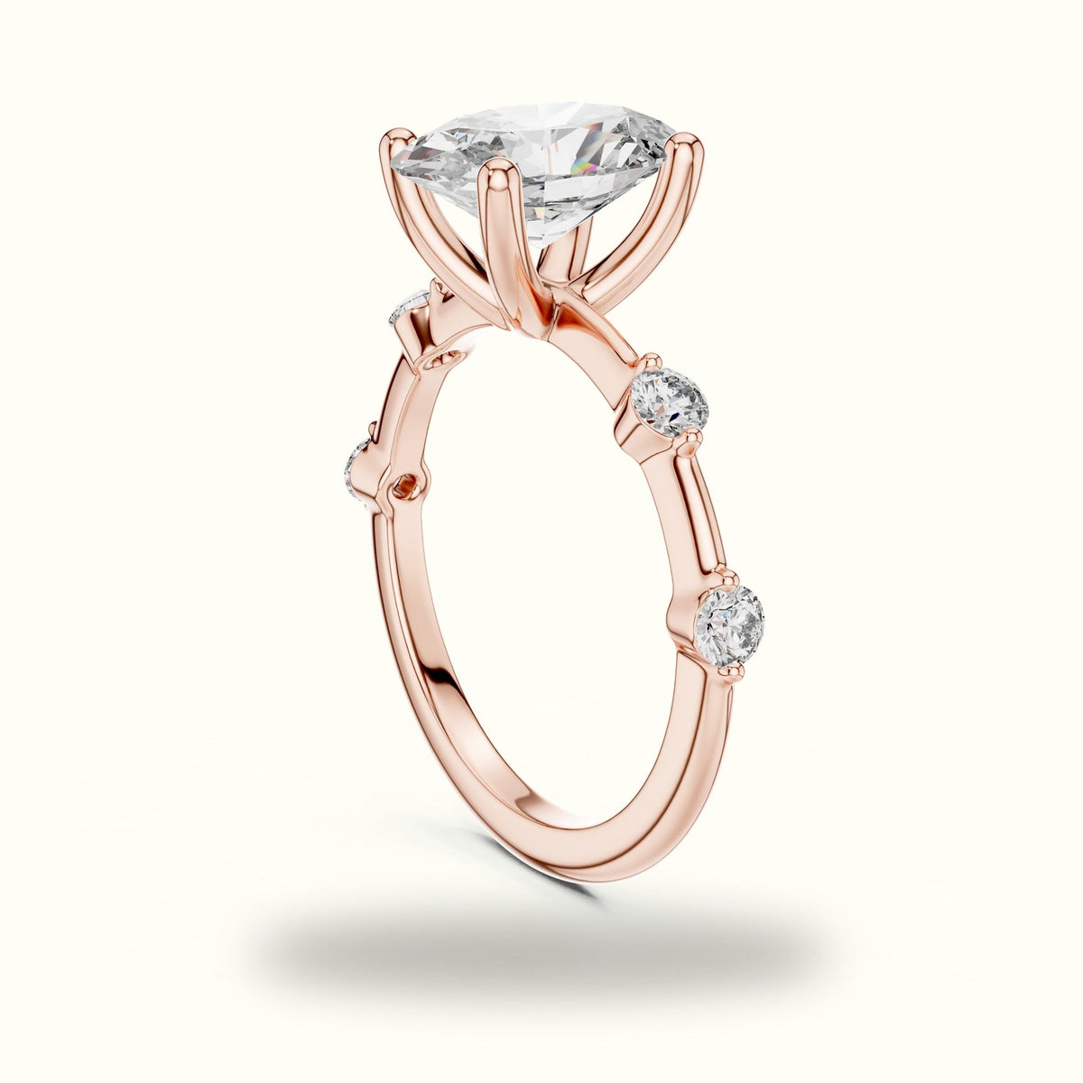 Oval Peg Head Lab-Grown Diamond Solitaire Ring — Rose gold, view 1 | Crystal N Cuts