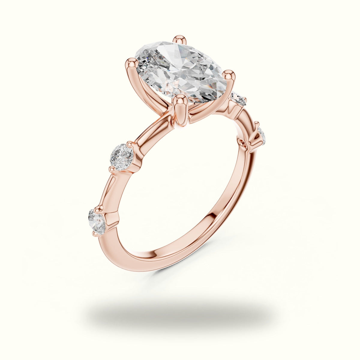 Oval Peg Head Lab-Grown Diamond Solitaire Ring — Rose gold, view 2 | Crystal N Cuts