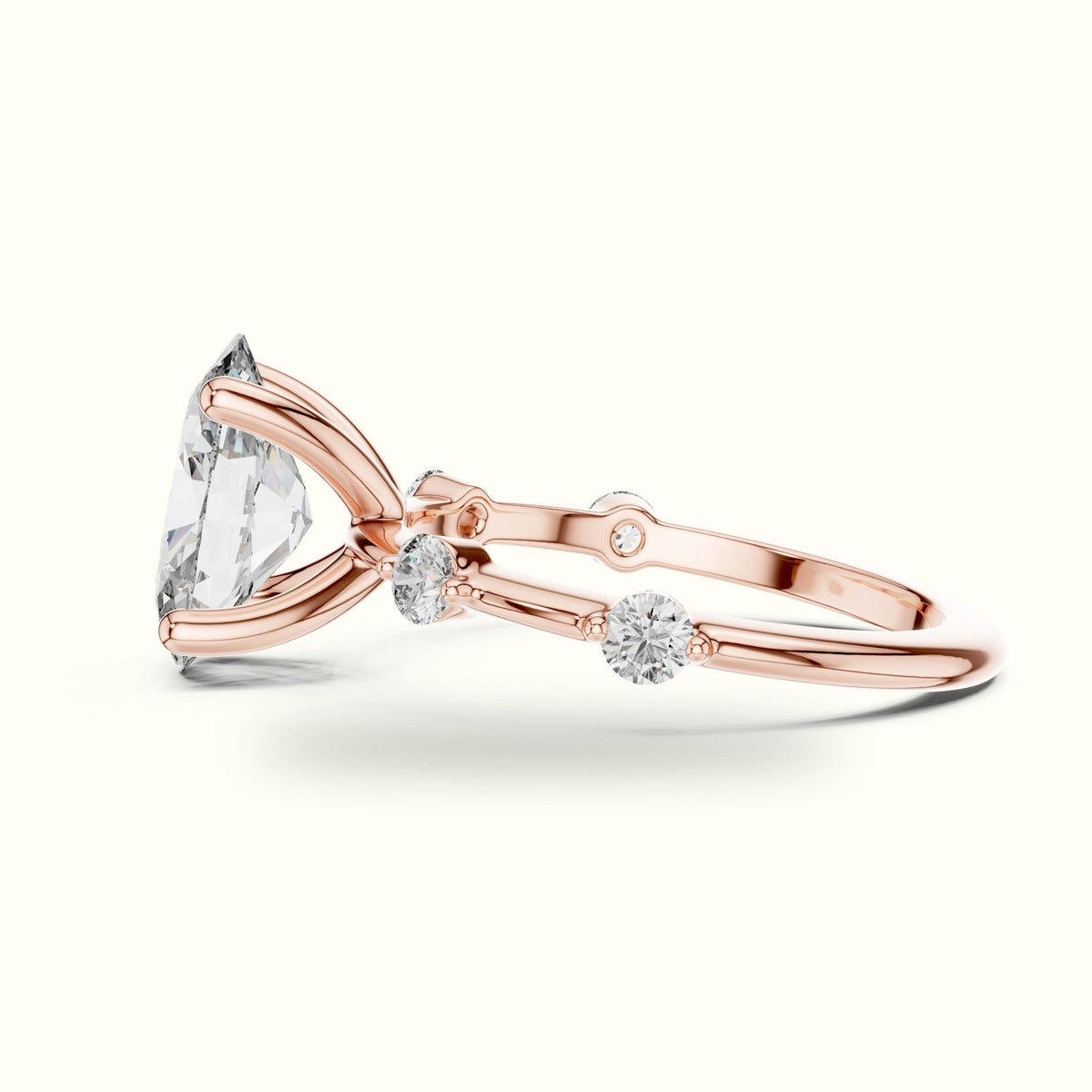 Oval Peg Head Lab-Grown Diamond Solitaire Ring — Rose gold, view 3 | Crystal N Cuts