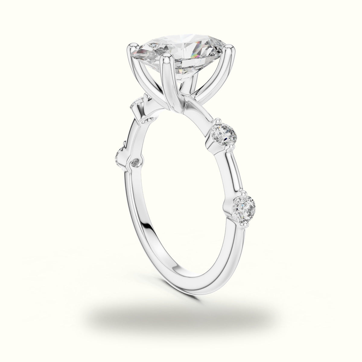 Oval Peg Head Lab-Grown Diamond Solitaire Ring — White gold, view 1 | Crystal N Cuts