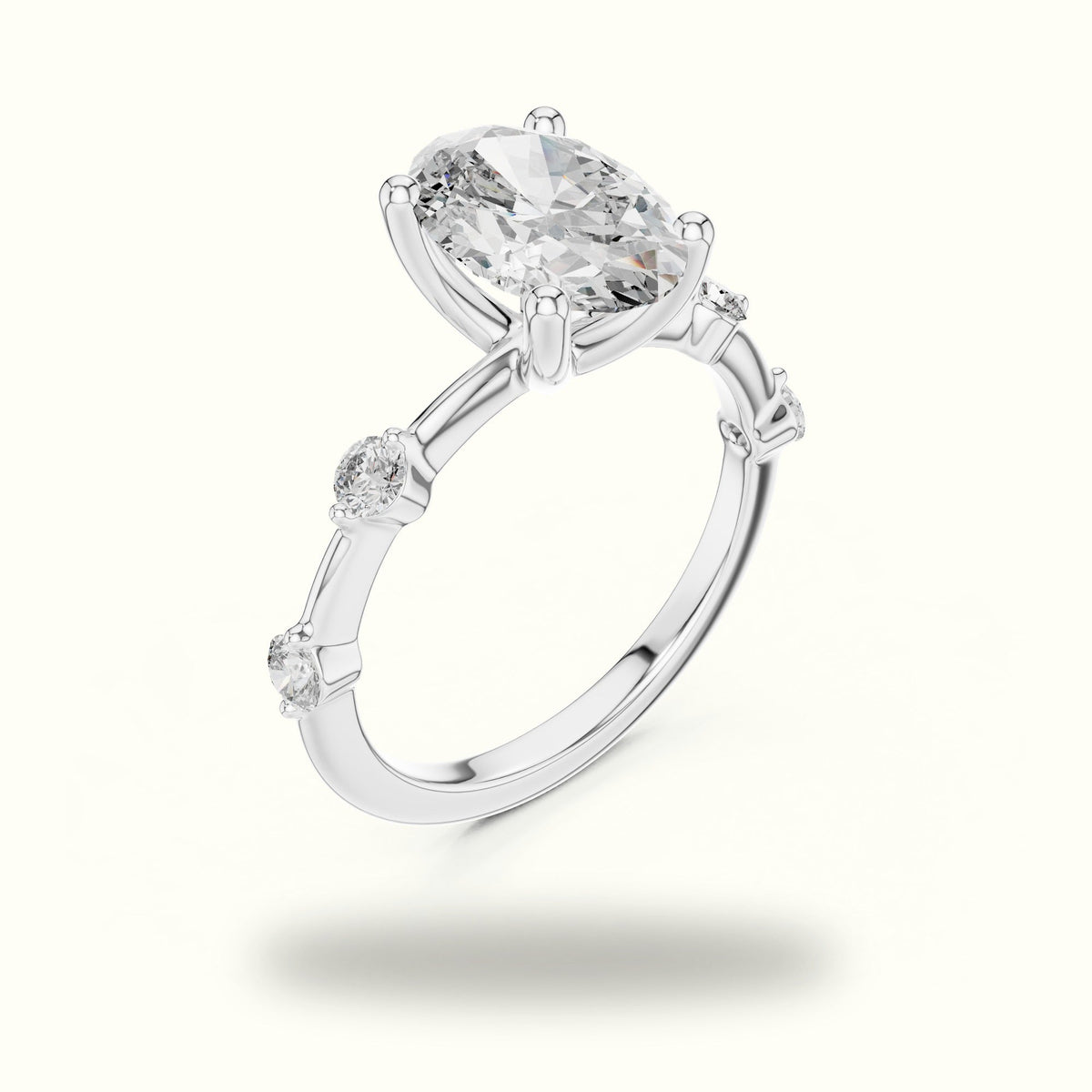 Oval Peg Head Lab-Grown Diamond Solitaire Ring — White gold, view 2 | Crystal N Cuts