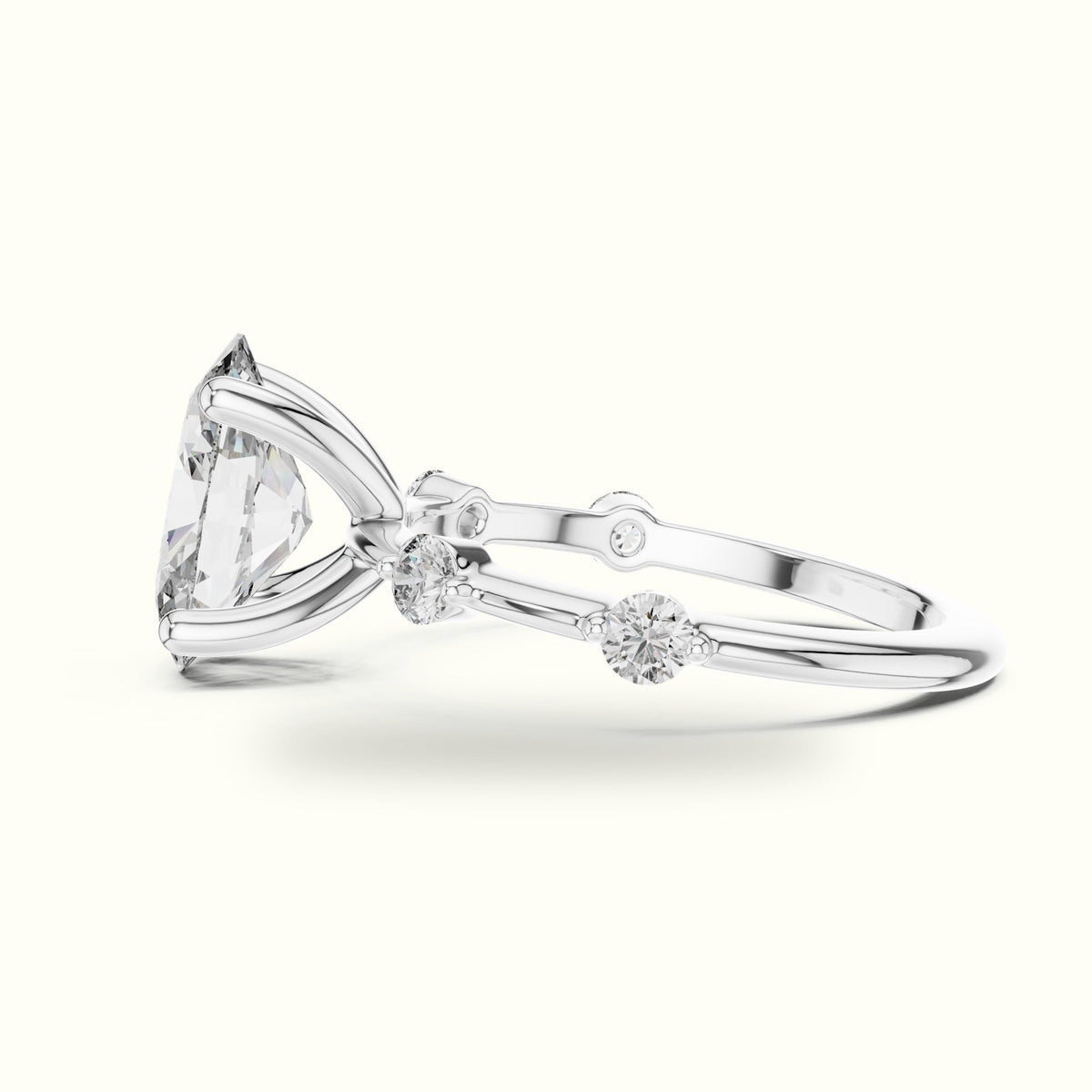 Oval Peg Head Lab-Grown Diamond Solitaire Ring — White gold, view 3 | Crystal N Cuts
