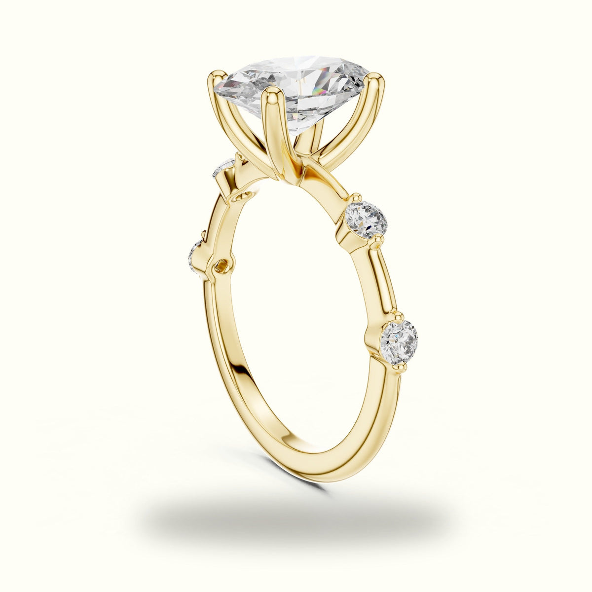 Oval Peg Head Lab-Grown Diamond Solitaire Ring — Yellow gold, view 1 | Crystal N Cuts
