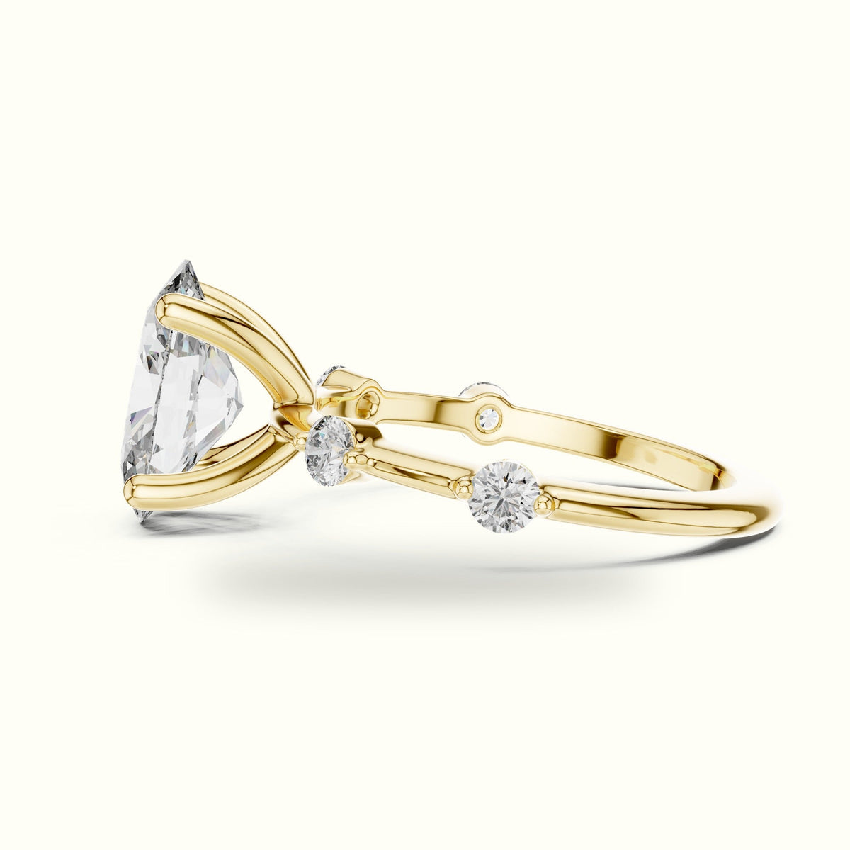 Oval Peg Head Lab-Grown Diamond Solitaire Ring — Yellow gold, view 3 | Crystal N Cuts