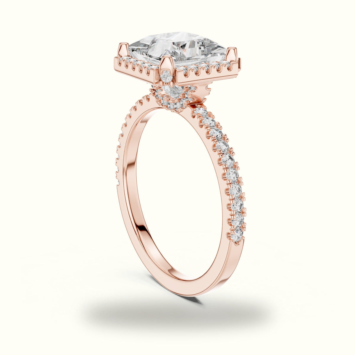 Princess Halo Lab-Grown Diamond Ring — Rose gold, view 1 | Crystal N Cuts