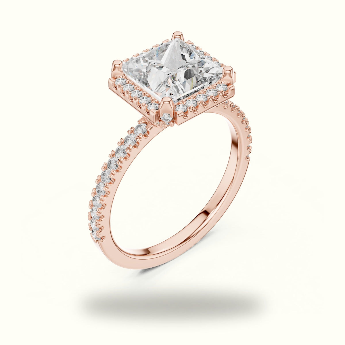 Princess Halo Lab-Grown Diamond Ring — Rose gold, view 2 | Crystal N Cuts