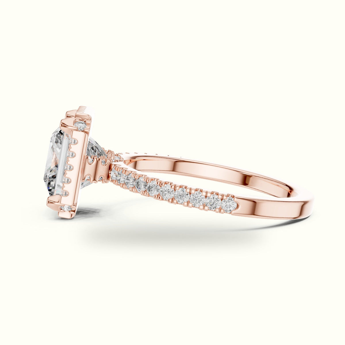 Princess Halo Lab-Grown Diamond Ring — Rose gold, view 3 | Crystal N Cuts