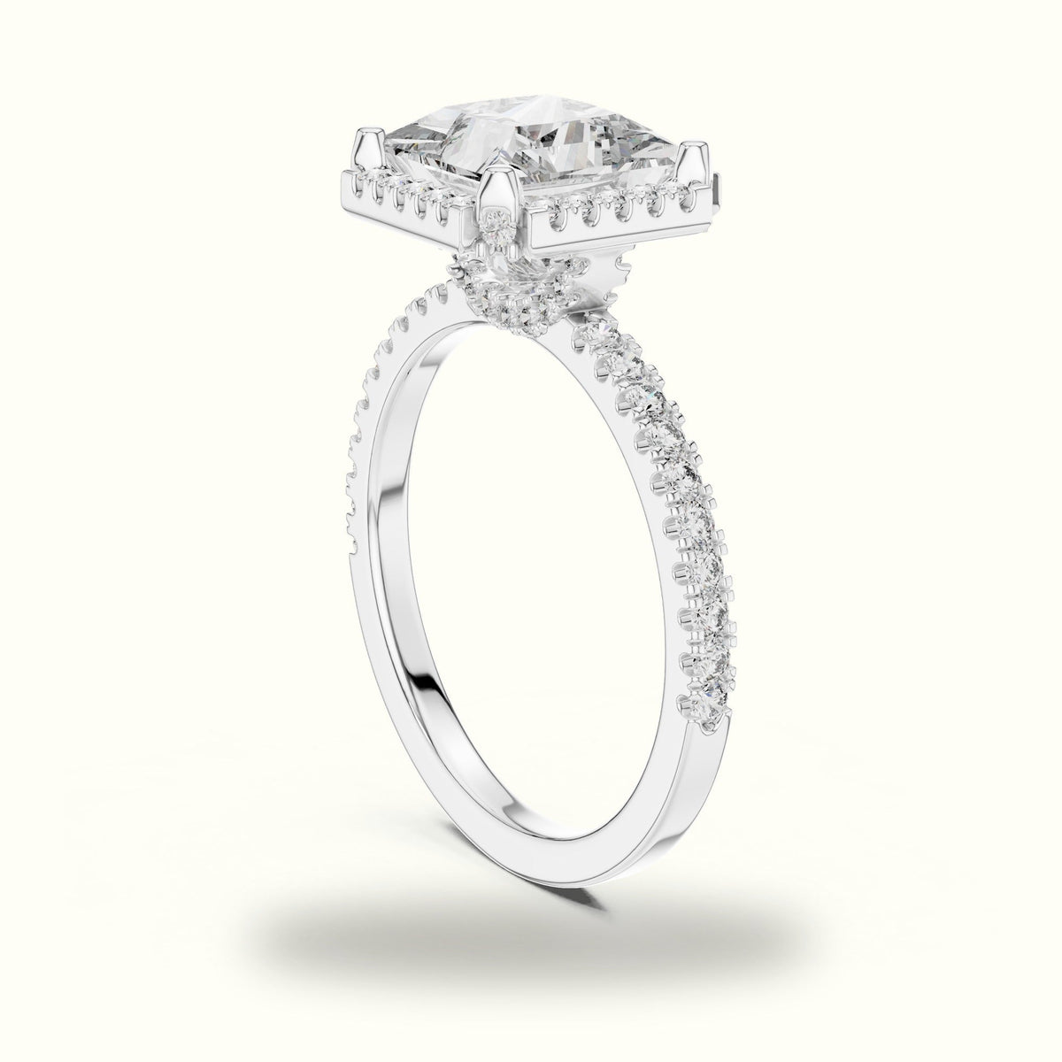 Princess Halo Lab-Grown Diamond Ring — White gold, view 1 | Crystal N Cuts