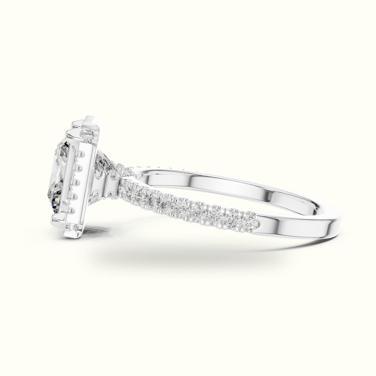 Princess Halo Lab-Grown Diamond Ring — White gold, view 3 | Crystal N Cuts