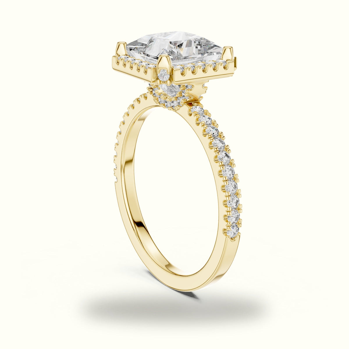 Princess Halo Lab-Grown Diamond Ring — Yellow gold, view 1 | Crystal N Cuts