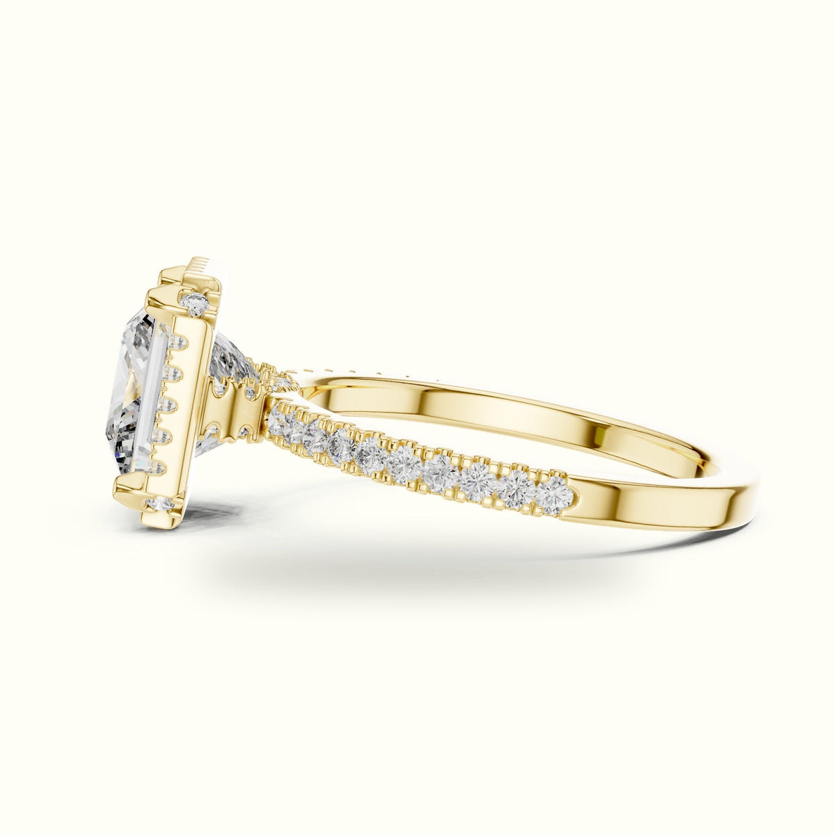 Princess Halo Lab-Grown Diamond Ring — Yellow gold, view 3 | Crystal N Cuts