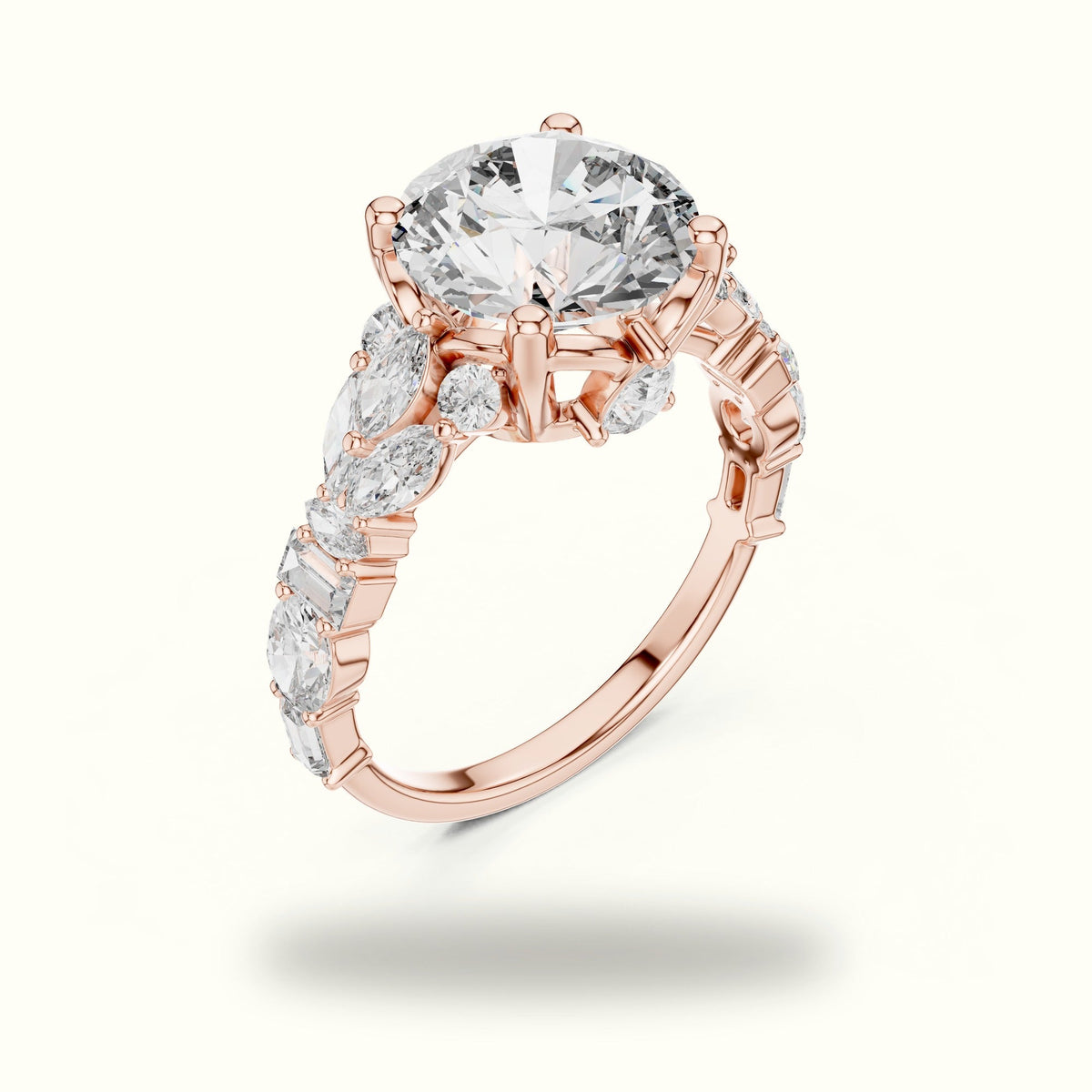 Round Solitaire Designer Engagement Ring — Rose gold, view 2 | Crystal N Cuts