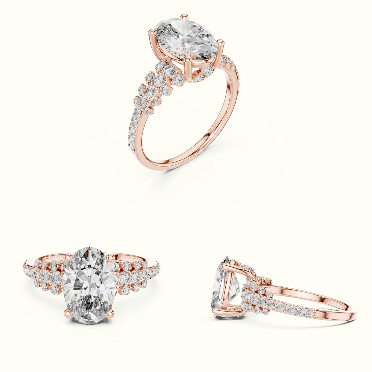 Oval Lab-Grown Diamond Solitaire Engagement Ring — Rose gold, on the hand | Crystal N Cuts