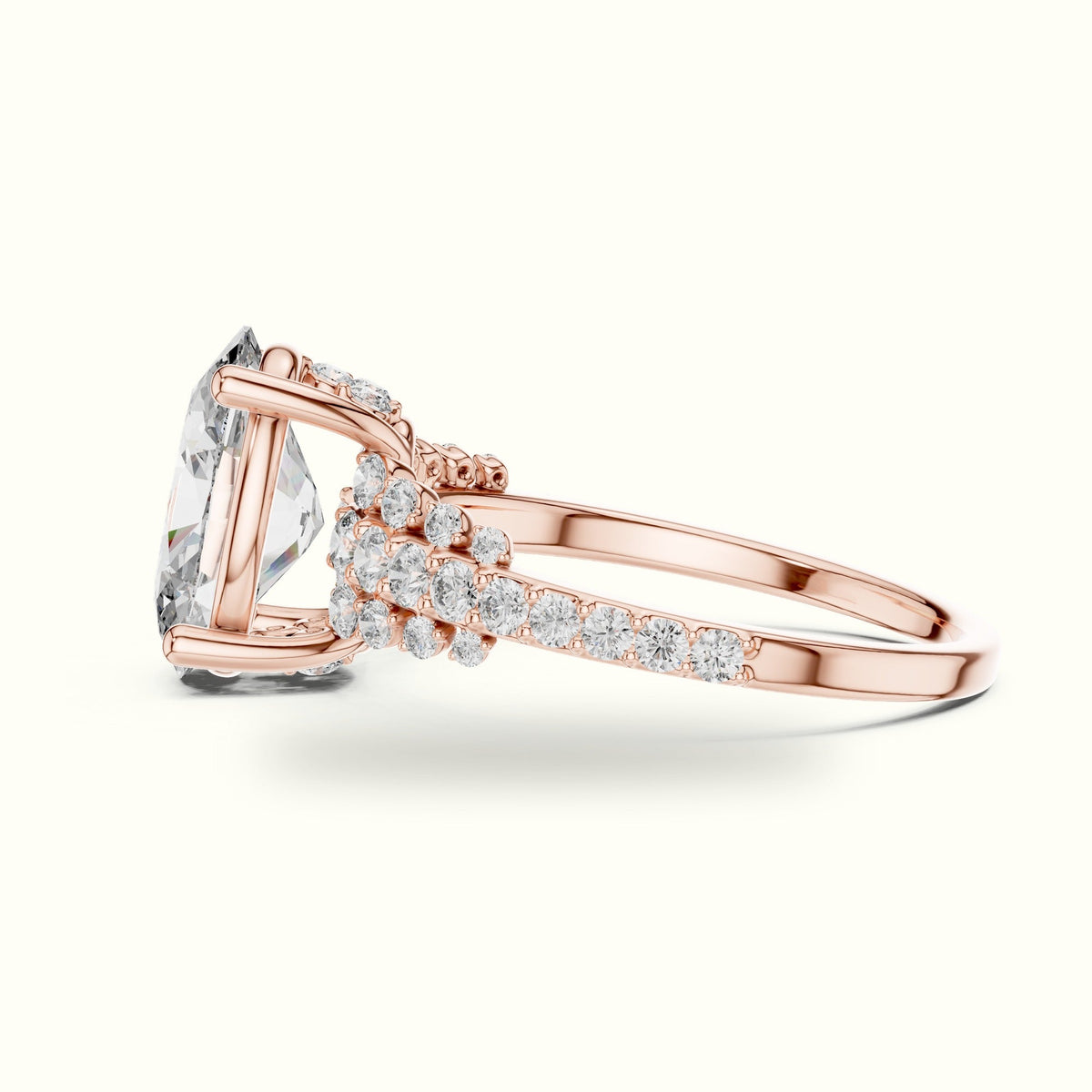 Oval Lab-Grown Diamond Solitaire Engagement Ring — Rose gold, view 3 | Crystal N Cuts